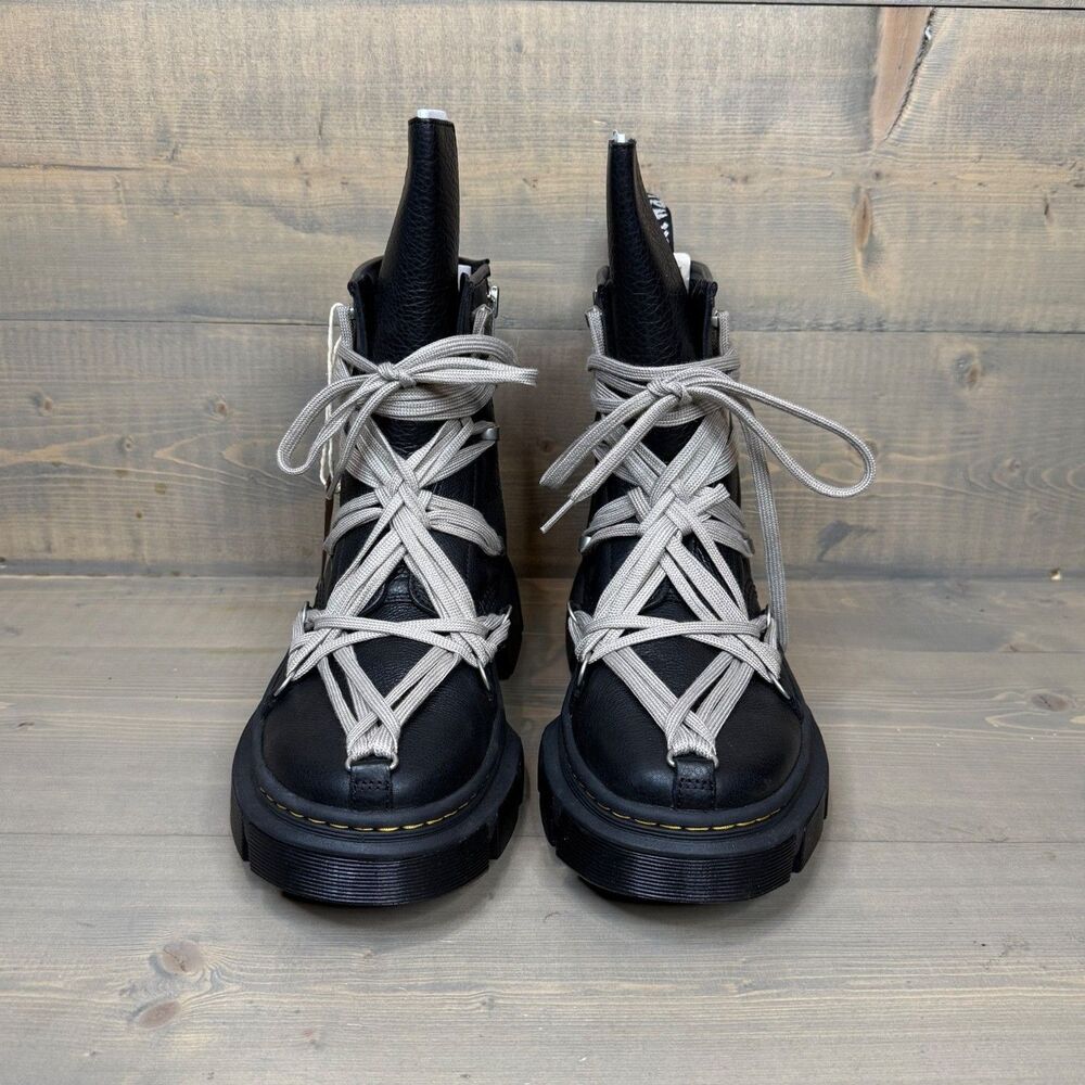 NIB Dr. Martens x Rick Owens 1460 DMXL Megalace RO Black Leather Boots US 10.5 - Picture 2 of 12